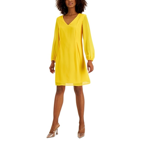 Inc International Concepts Inc Yellow Bow-Back Shift Dress‎ Size XS - Picture 1 of 11